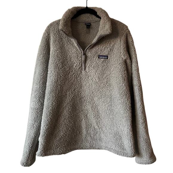 Patagonia Los Gatos Light Gray 1/4 Zip Sherpa Pullover Size Large - Picture 1 of 6